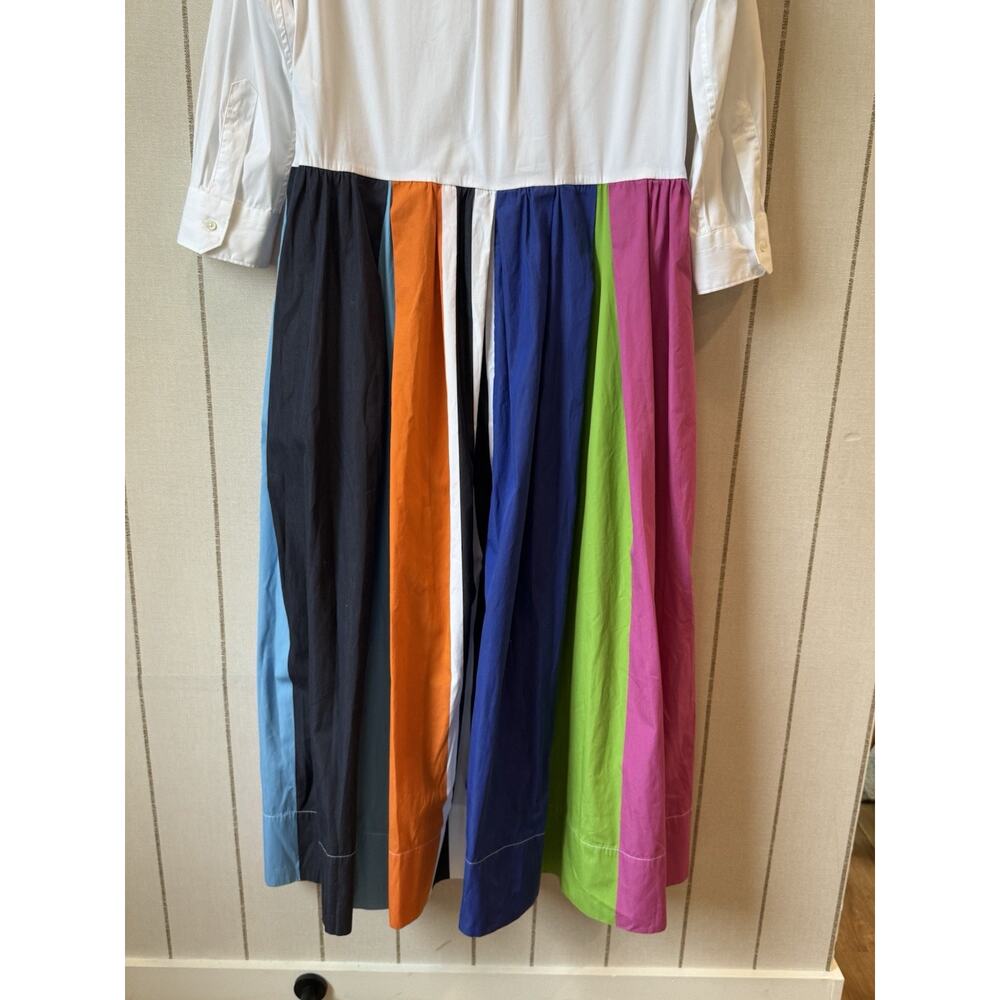 Sara Roka Elenat 85 Midi Wrap Poplin Dress 44 Us Medium Stripe Colorful A Line - Picture 7 of 14